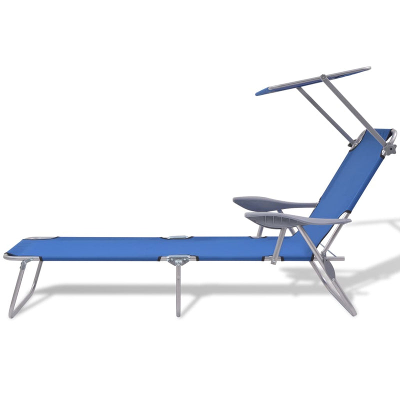 vidaXL Sun Lounger with Canopy Steel Black