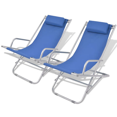vidaXL Reclining Deck Chairs 2 pcs Steel Black