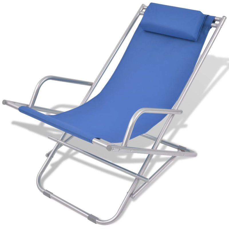 vidaXL Reclining Deck Chairs 2 pcs Steel Black