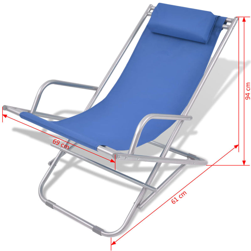 vidaXL Reclining Deck Chairs 2 pcs Steel Black