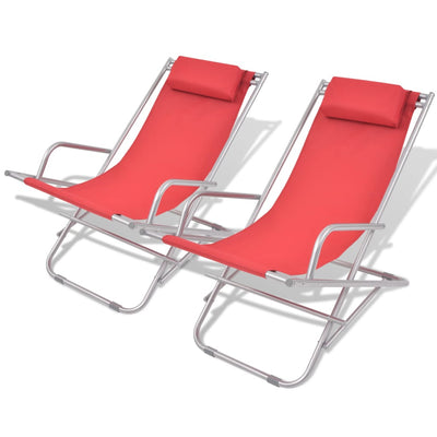 vidaXL Reclining Deck Chairs 2 pcs Steel Black