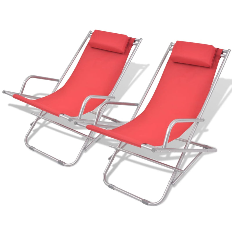 vidaXL Reclining Deck Chairs 2 pcs Steel Black
