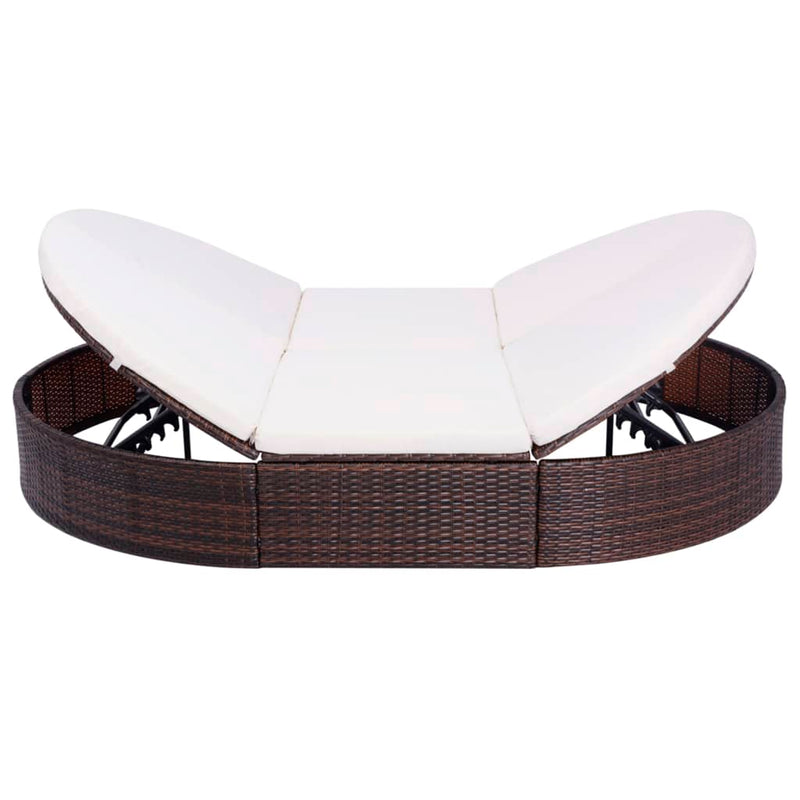 vidaXL Outdoor Lounge Bed with Cushion Poly Rattan Black