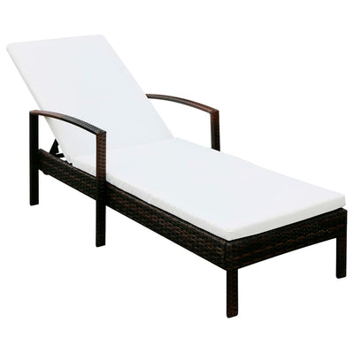 vidaXL Sun Lounger with Cushion Poly Rattan Black
