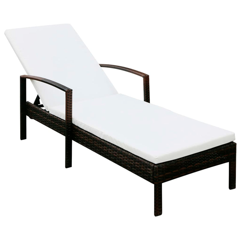 vidaXL Sun Lounger with Cushion Poly Rattan Black