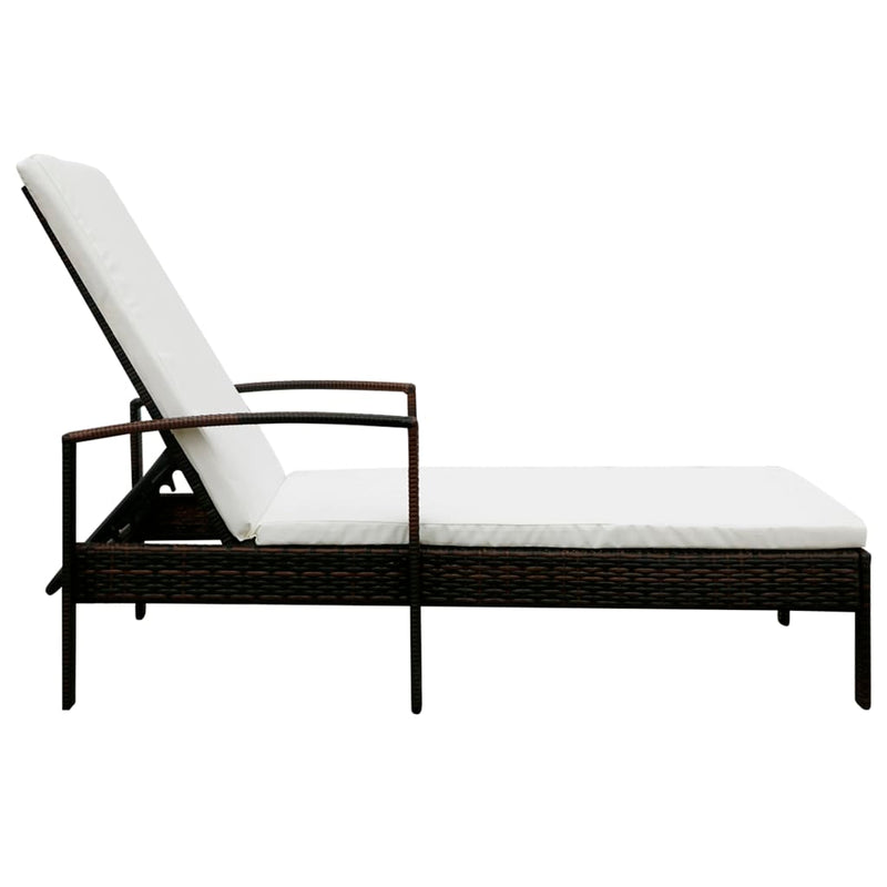 vidaXL Sun Lounger with Cushion Poly Rattan Black