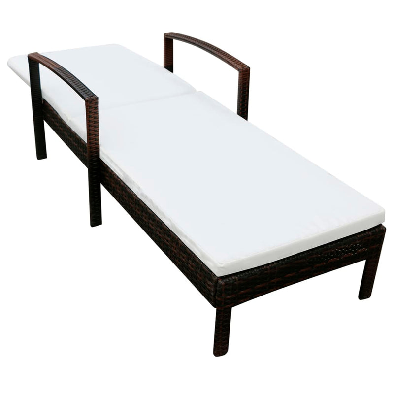 vidaXL Sun Lounger with Cushion Poly Rattan Black