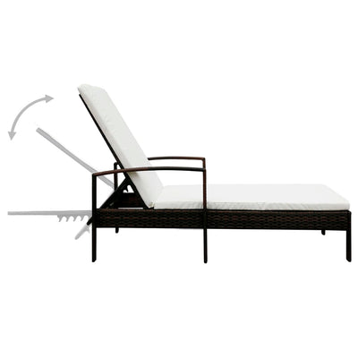 vidaXL Sun Lounger with Cushion Poly Rattan Black