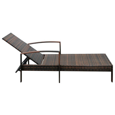 vidaXL Sun Lounger with Cushion Poly Rattan Black