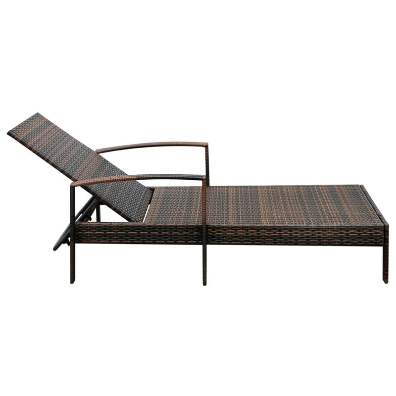 vidaXL Sun Lounger with Cushion Poly Rattan Black