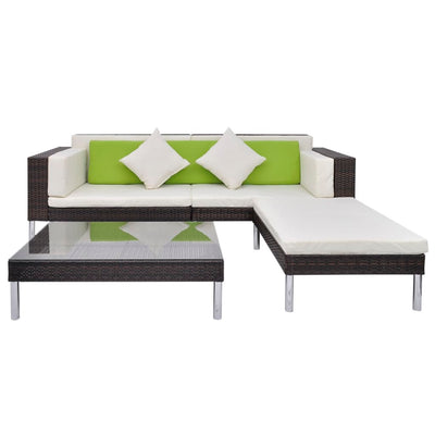 vidaXL 4 Piece Garden Lounge Set with Cushions Poly Rattan Black