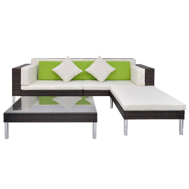 vidaXL 4 Piece Garden Lounge Set with Cushions Poly Rattan Black