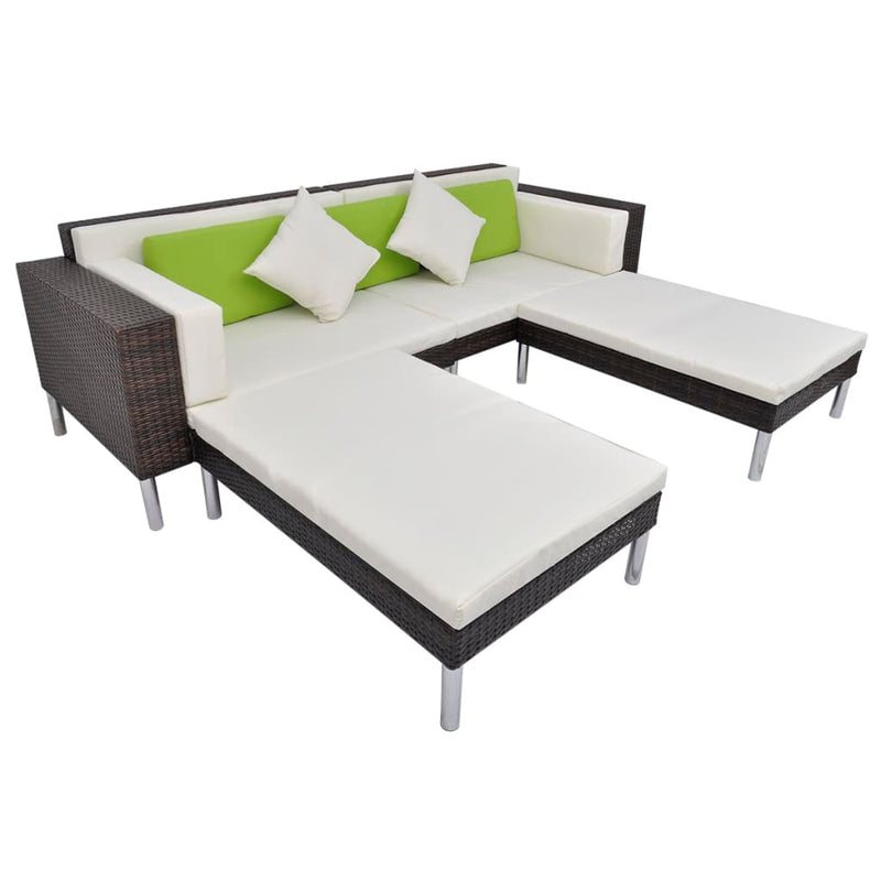 vidaXL 4 Piece Garden Lounge Set with Cushions Poly Rattan Black