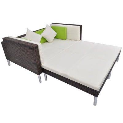 vidaXL 4 Piece Garden Lounge Set with Cushions Poly Rattan Black