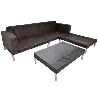 vidaXL 4 Piece Garden Lounge Set with Cushions Poly Rattan Black