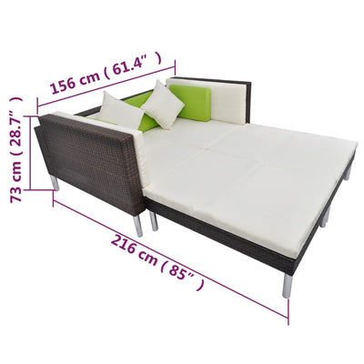 vidaXL 4 Piece Garden Lounge Set with Cushions Poly Rattan Black