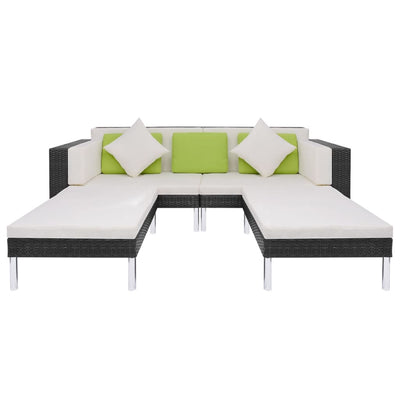 vidaXL 4 Piece Garden Lounge Set with Cushions Poly Rattan Black
