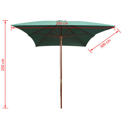 vidaXL Garden Parasol 270x270 cm Wooden Pole Green