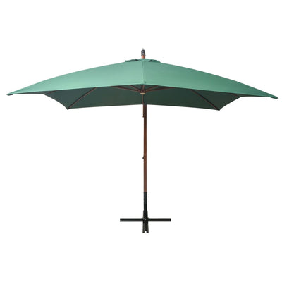 vidaXL Hanging Garden Parasol 350 cm Wooden Pole Green