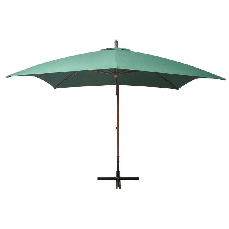 vidaXL Hanging Garden Parasol 350 cm Wooden Pole Green