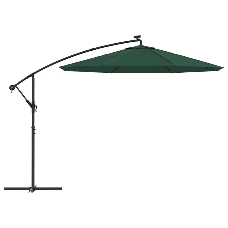vidaXL Hanging Garden Parasol with LED Lighting 300 cm Sand Metal Pole
