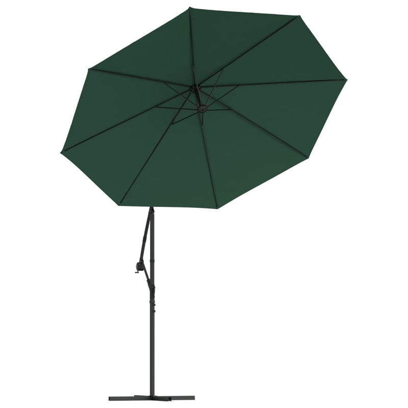 vidaXL Hanging Garden Parasol with LED Lighting 300 cm Sand Metal Pole