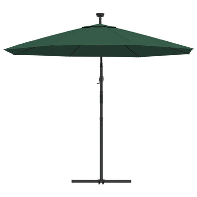 vidaXL Hanging Garden Parasol with LED Lighting 300 cm Sand Metal Pole