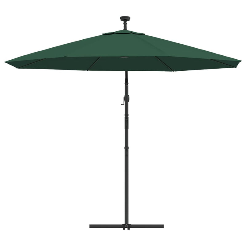 vidaXL Hanging Garden Parasol with LED Lighting 300 cm Sand Metal Pole