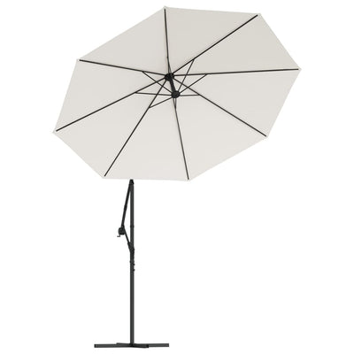 vidaXL Hanging Garden Parasol with LED Lighting 300 cm Sand Metal Pole