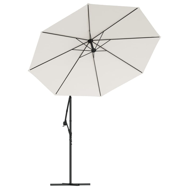 vidaXL Hanging Garden Parasol with LED Lighting 300 cm Sand Metal Pole