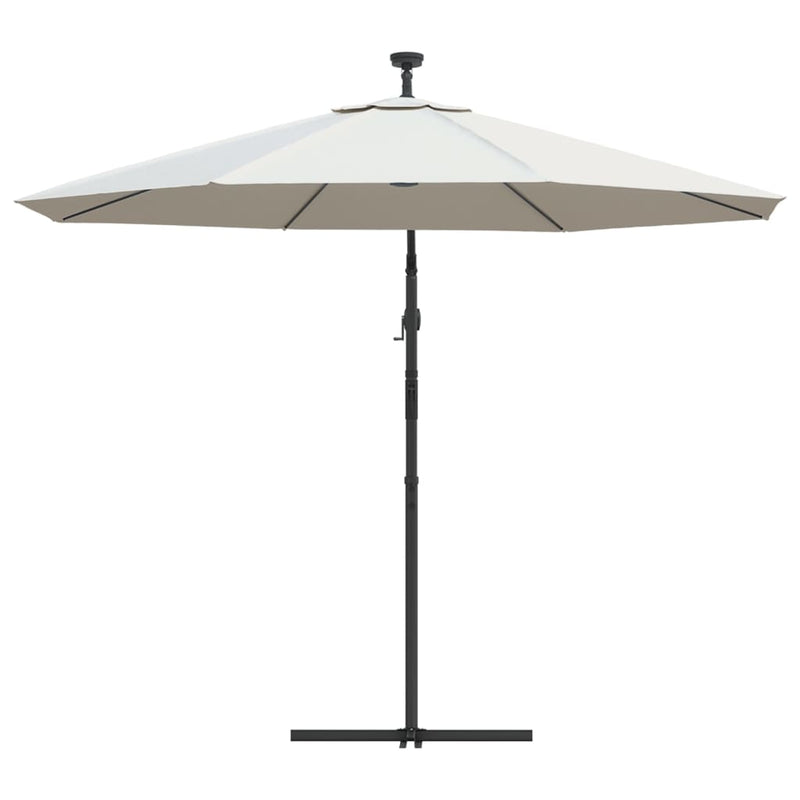 vidaXL Hanging Garden Parasol with LED Lighting 300 cm Sand Metal Pole