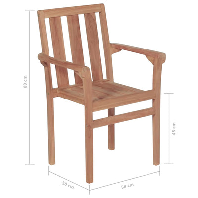 vidaXL Stackable Garden Chairs 2 pcs Solid Teak Wood