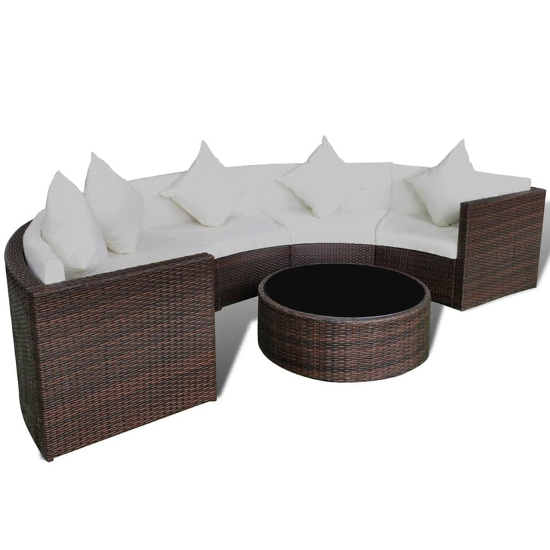 vidaXL 6 Piece Garden Lounge Set with Cushions Poly Rattan Black