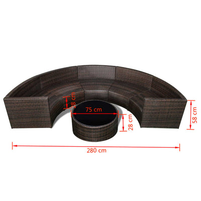 vidaXL 6 Piece Garden Lounge Set with Cushions Poly Rattan Black