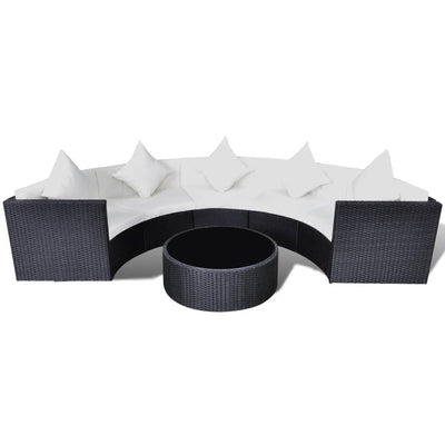 vidaXL 6 Piece Garden Lounge Set with Cushions Poly Rattan Black