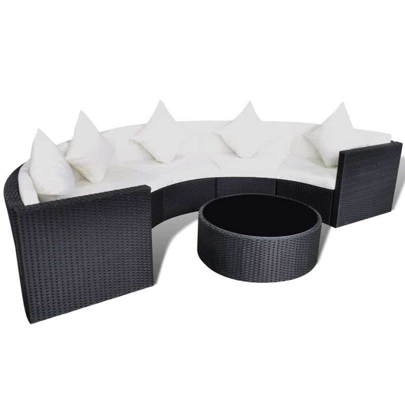 vidaXL 6 Piece Garden Lounge Set with Cushions Poly Rattan Black