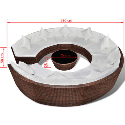 vidaXL 10 Piece Garden Lounge Set with Cushions Poly Rattan Brown