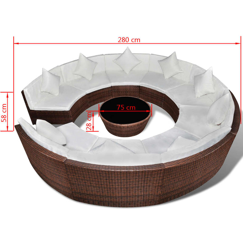 vidaXL 10 Piece Garden Lounge Set with Cushions Poly Rattan Brown