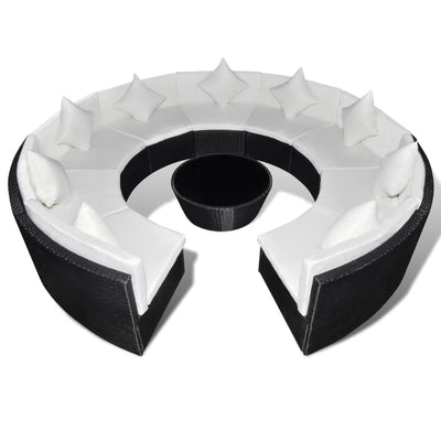 vidaXL 10 Piece Garden Lounge Set with Cushions Poly Rattan Brown