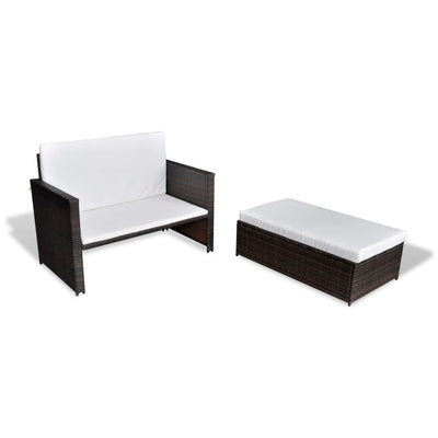 vidaXL 2 Piece Garden Lounge Set with Cushions Poly Rattan Black
