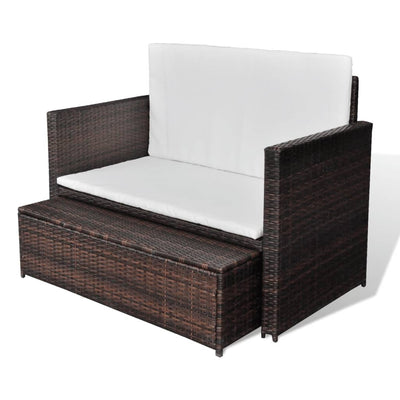 vidaXL 2 Piece Garden Lounge Set with Cushions Poly Rattan Black