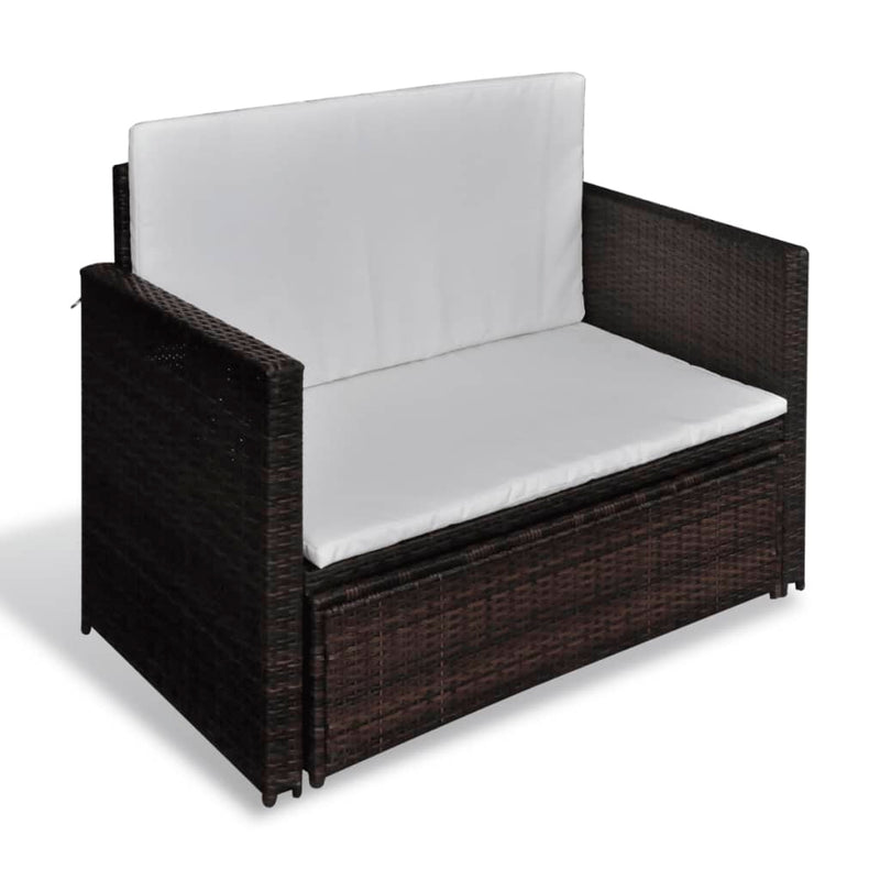 vidaXL 2 Piece Garden Lounge Set with Cushions Poly Rattan Black