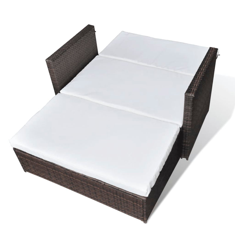 vidaXL 2 Piece Garden Lounge Set with Cushions Poly Rattan Black