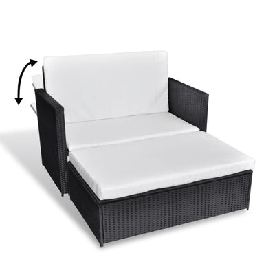 vidaXL 2 Piece Garden Lounge Set with Cushions Poly Rattan Black