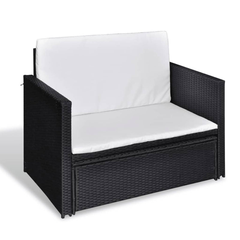 vidaXL 2 Piece Garden Lounge Set with Cushions Poly Rattan Black