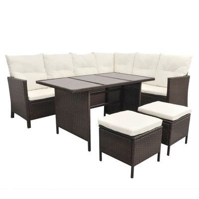 vidaXL 4 Piece Garden Lounge Set with Cushions Poly Rattan Black