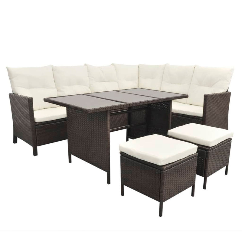 vidaXL 4 Piece Garden Lounge Set with Cushions Poly Rattan Black