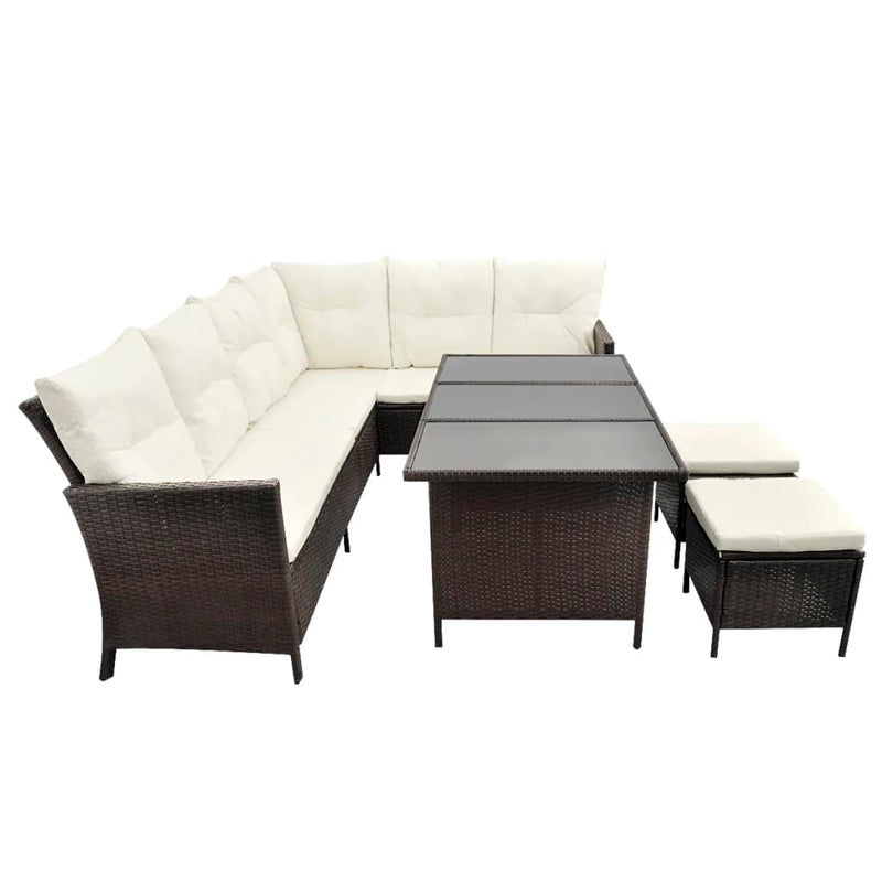 vidaXL 4 Piece Garden Lounge Set with Cushions Poly Rattan Black