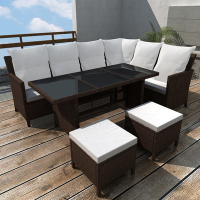 vidaXL 4 Piece Garden Lounge Set with Cushions Poly Rattan Black