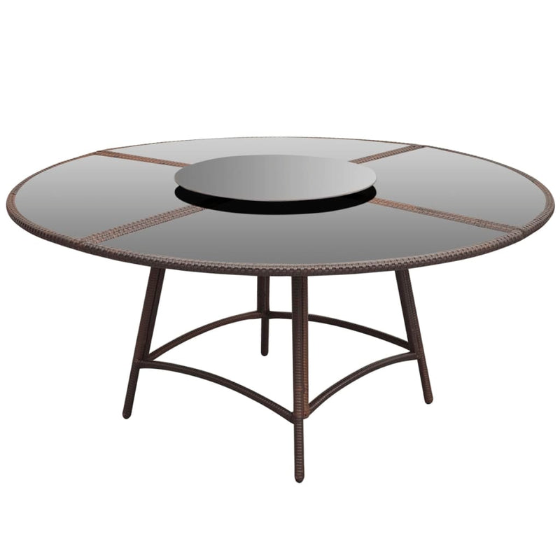 vidaXL 7 Piece Outdoor Dining Set with Cushions Poly Rattan Black